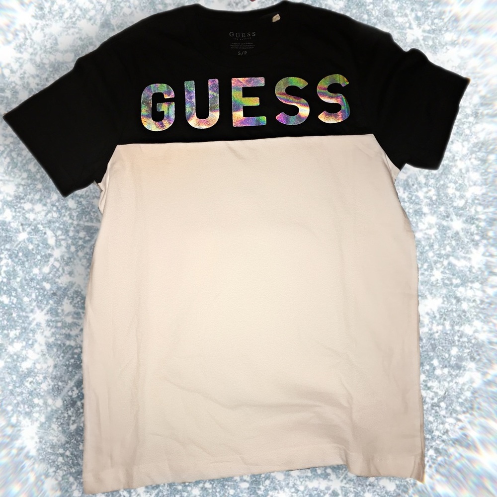 Men’s Guess White & Black Holo T-Shirt